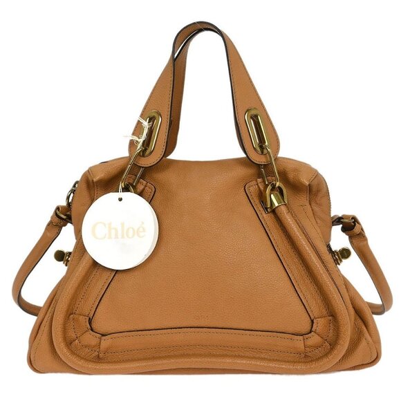 Chloe Brown Leather Parary 2way Handbag 04-12-50-65 196106 - Picture 1 of 10